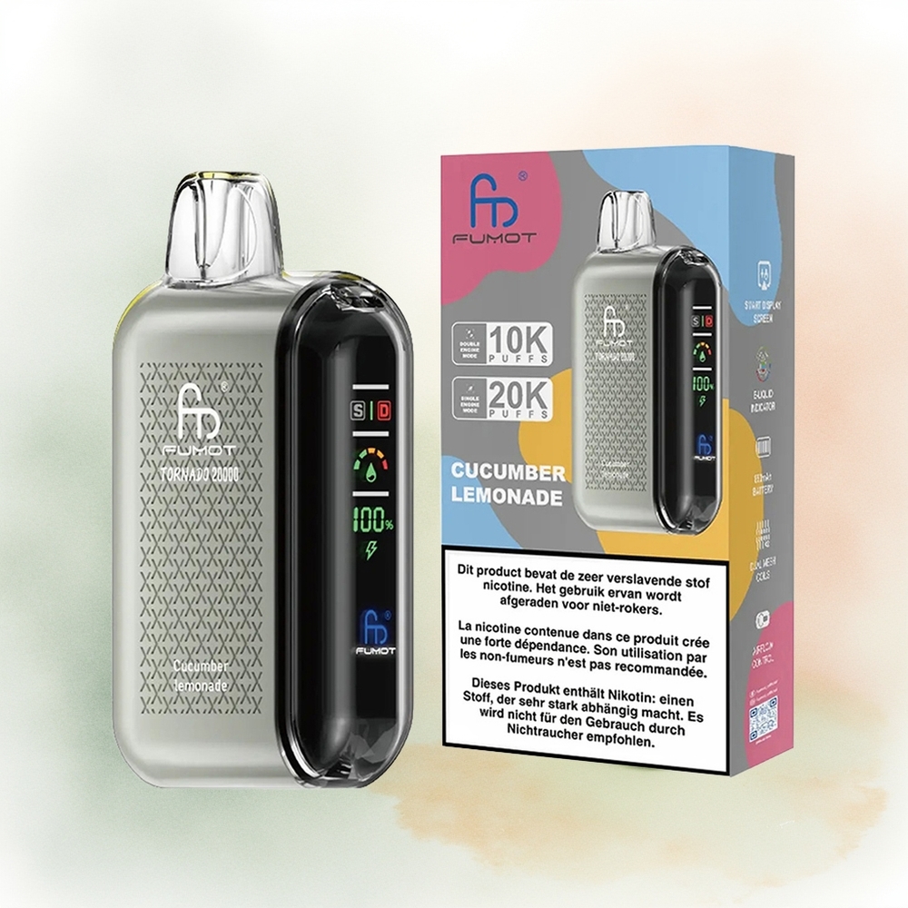 Fumot Tornado 20000 Хуурмаг Лимонад Dual Mesh Coil Smart Display